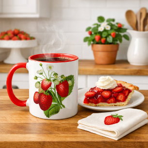 Landhaus-Stil-Erdbeermuster-Kaffeetasse Tasse