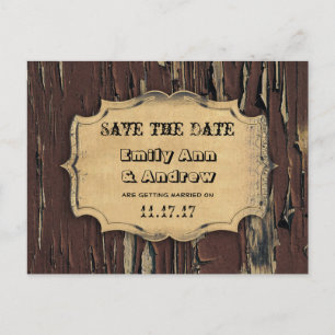 Landhaus-Stil im alten Holz Save-the-Date Ankündigungspostkarte