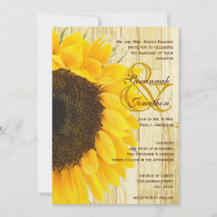 Landhaus-Stil Scheune Holz Sonnenblume Hochzeitsei Einladung