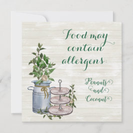 Landhaus-Tea-Food-Allergiehinweisschild Einladung