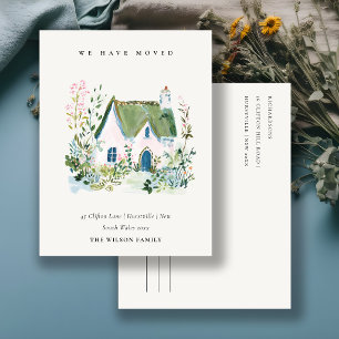 Landhaus Vintage Blumen Fenster Wir sind umgezogen Postkarte