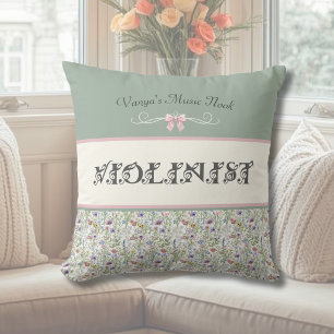 Landhaus-Violine Wildblumen-Musikecke Kissen