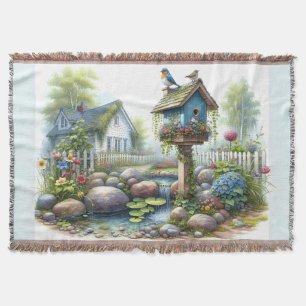 Landhaus-Vogelhaus-Garten-Aquarell Decke