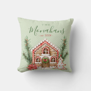 Landhaus-Weihnachts-Gingerbread-Haus Kissen