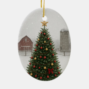 Landhaus-Weihnachtsdekoration Keramik Ornament
