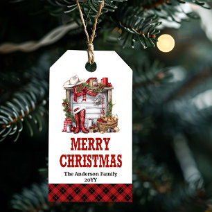 Landhaus-Weihnachtsetikett mit Hufeisen-Design Geschenkanhänger
