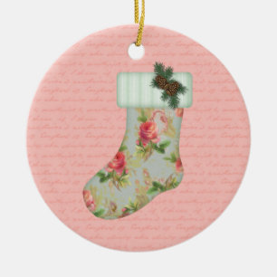 Landhaus-Weihnachtsstrumpf-Ornament Keramik Ornament
