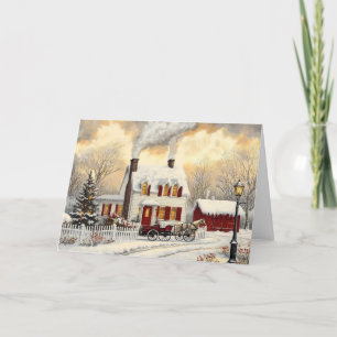 Landhaus-Winter-Vintage-Urlaubskarte Feiertagskarte