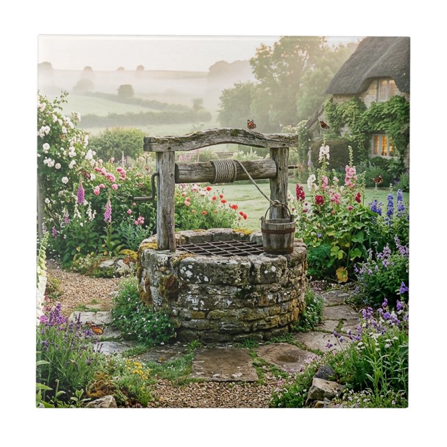 Landhausgarten Brunnen Fliese (Vorderseite)