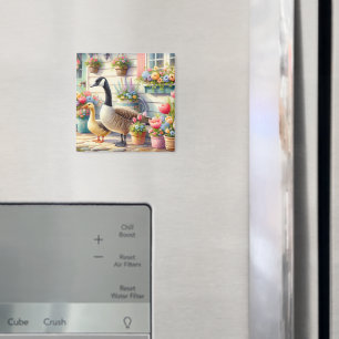 Landhausgarten-Gänse-Frühlingsillustration Magnet