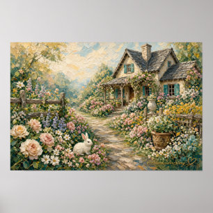 Landhausgarten-Hasen-Wandkunst-Druck Poster