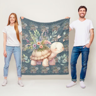 Landhausgarten-Schildkröte Aquarell Fleecedecke