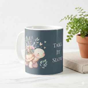 Landhausgarten-Schildkröte Wasserfarbe Blau Kaffeetasse