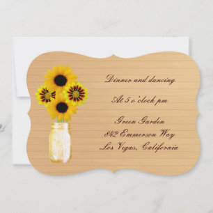 Landhausgelbe Mason Jar Hochzeitsempfang Karte
