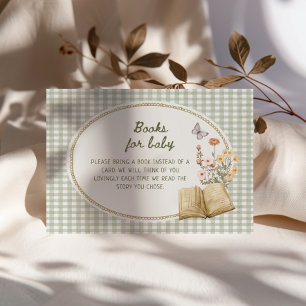 Landhausgrün-Bogenrahmen-Baby-Shower-Bücher für Ba Begleitkarte