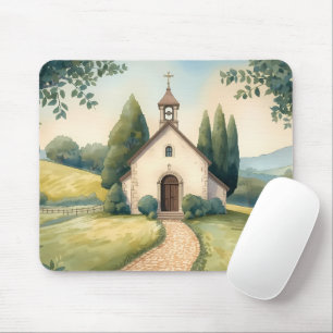 Landhausidyll-Kapellenweg-Pastell-Landschaft Mousepad