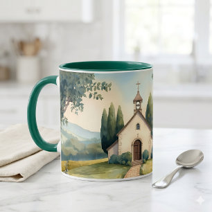 Landhausidyll-Kapellenweg-Pastell-Landschaft Tasse