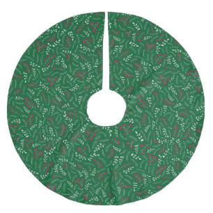Landhausjäger Grün rustikales Blattmuster süß Polyester Weihnachtsbaumdecke