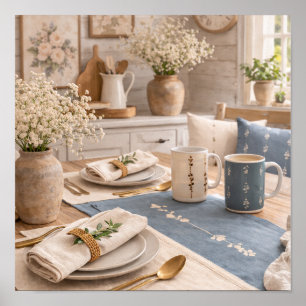 Landhausküche Stilleben Botanischer Tisch Poster