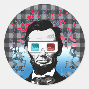 Landhausstil Abraham Lincoln 3D-Brille Rustikal  Runder Aufkleber