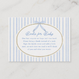 Landhausstil Baby Shower Bücher fürs Baby in Blau Begleitkarte