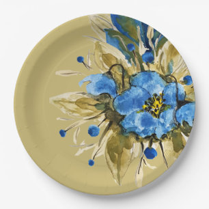 Landhausstil Blau Blumenmuster Pappteller