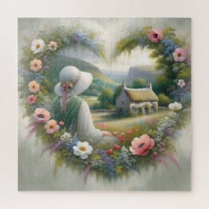 Landhausstil Blumen Herz Landschaft Landhaus Puzzle