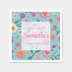 Landhausstil Blumen weiße Gänseblümchen rosa Blume Serviette