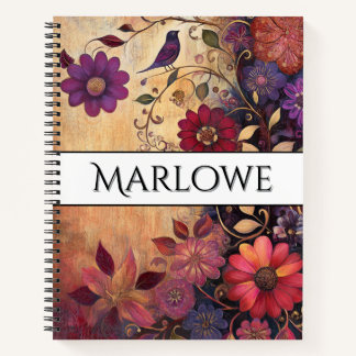 Landhausstil-Blumenmuster Notizbuch