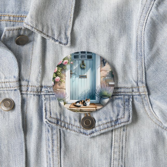 Landhausstil-Blumenveranda mit Calico-Katze Button (Beispiel)