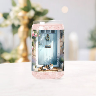 Landhausstil-Blumenveranda mit Calico-Katze Dosenglas