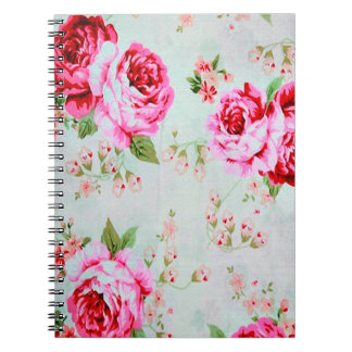 Landhausstil Cottage Pink Rose Blumenmuster Notizblock