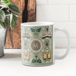 Landhausstil-Folk-Art-Insekten-Monogramm Kaffeetasse