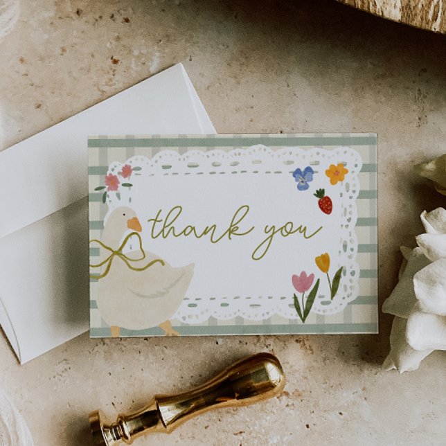 Landhausstil Gans Gingham Danke (Cottagecore Goose Gingham Thank You Card)
