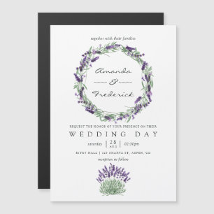 Landhausstil-Lavendel-Hochzeit Magneteinladung