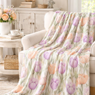 Landhausstil Pfirsich Lavendel Pastell Frühlingsbl Fleecedecke