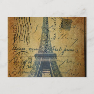 Landhausstil Schriften Vintage Paris Eiffelturm Postkarte
