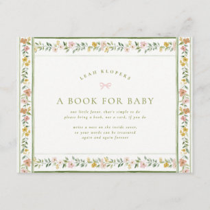 landhausstil süße Blumen Bücher für Baby-Party Begleitkarte