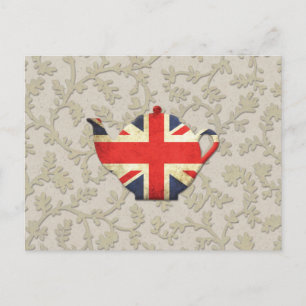 Landhausstil-Union-Jack-Flaggen-Teekanne Postkarte