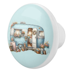 Landhausstil Vintage Blumen Camper Boho Accessoire Keramikknauf