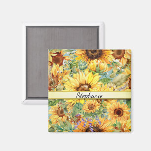 Landhausstil Wasserfarben-Sonnenblumen Magnet