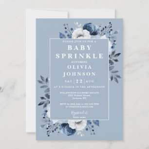 Landhochzeit Baby Shower Einladung in Dusty Blue
