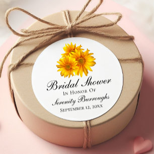 Landhochzeit Gelbe Blumen Brautdusche Runder Aufkleber