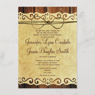 Landhochzeit Holz Vintage-Papier Hochzeits-Einladu Einladung