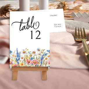 Landhochzeit mit Wildblumen Farbenfrohes Florales Tischnummer