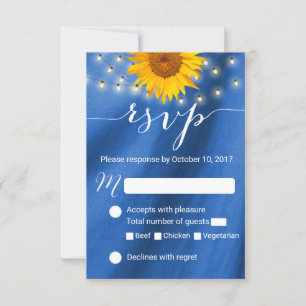 Landhochzeit-Sonnenblumen- und Lichterketten-Hochz RSVP Karte