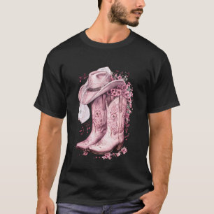 Landhochzeitsbraut Cowboy Hut Schleier Rosa Cowgir T-Shirt