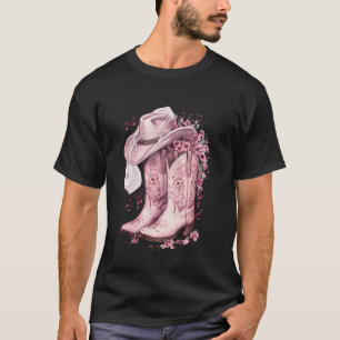 Landhochzeitsbraut Cowboyhut Schleier Rosa Cowgirl T-Shirt
