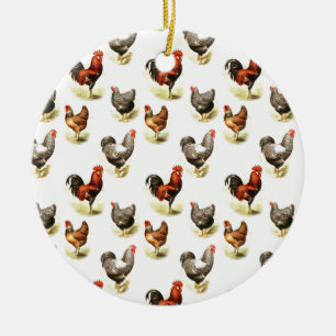 Landhuhn-Muster Keramikornament