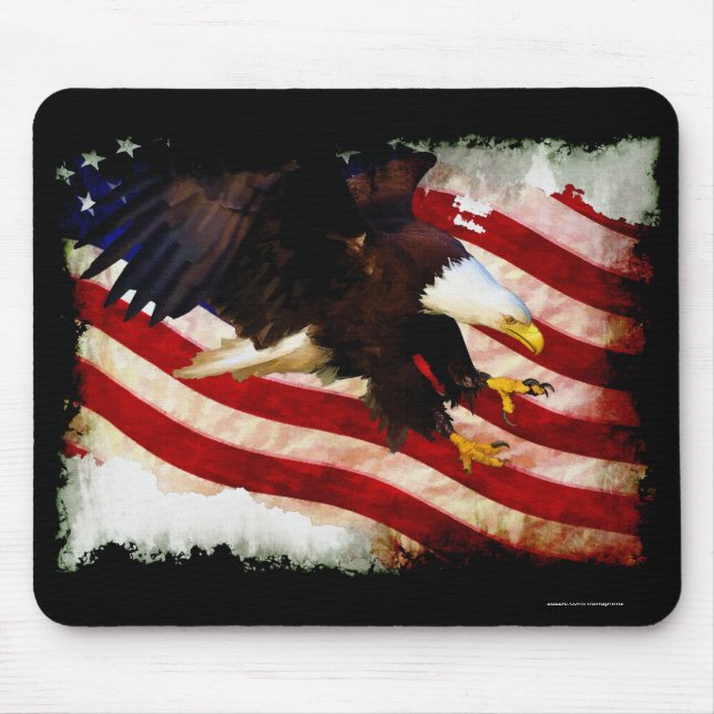 Landing Bald Eagles & U.S. Flag Patriotic Mousemat Mousepad (Vorne)